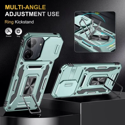 Чохол для телефона Mobile Case Camshield Army Ring Light Green для Xiaomi Redmi 13C / Poco C65: Матеріал TPU (термополиуретан) и поликарбонат