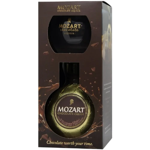 Лікер Mozart Chocolate Cream Gold у подарунковій упаковці, з келихом 17% (0.5 л) (MAR9005701015415)