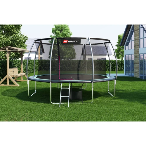 Батут Hop-Sport Premium 14 ft із чорно-зеленим із внутрішньою сіткою 427 cм фото 3