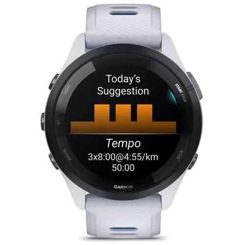 Смарт-годинник Garmin Forerunner 265 Black Bezel з Whitestone Case і Whitestone/Tidal Blue Silicone Band (010-02810-11): Фітнес-функції Секундомер, Шагомер, Пульсометр, Подсчет калорий, GPS-модуль