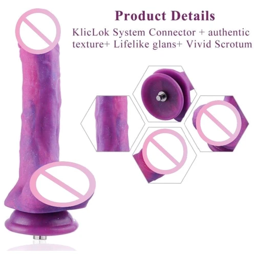 Фаллоимитатор 8.2″ с вибрацией для секс-машин Hismith Purple Silicone Dildo with Vibe