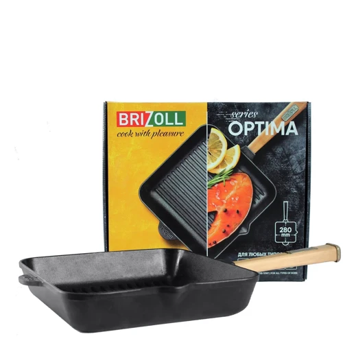 Сковорода гриль Brizoll Optima 28х54х5 см (О282850G-P): Тип сковороди Гриль