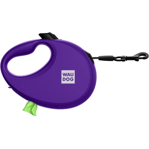 Поводок-рулетка для собак WAUDOG R-leash с контейнером для пакетов M фиолетовый до 20 кг 5м (26289) фото 6