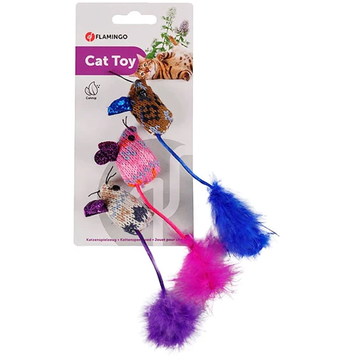 Іграшка для котів Flamingo Mohaire Mouse Glamour миша з котячої м'ятою 2.5x4х18.5 см