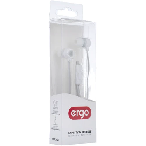 Наушники Ergo VM-201 White: Тип конструкции вакуумные