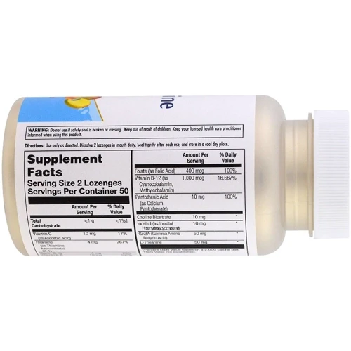 KAL, GABA L-Theanine Stress B Lozenge, Natural Mango Tangerine Flavor, 100 Lozenges (CAL-27691): Тип L Теанін