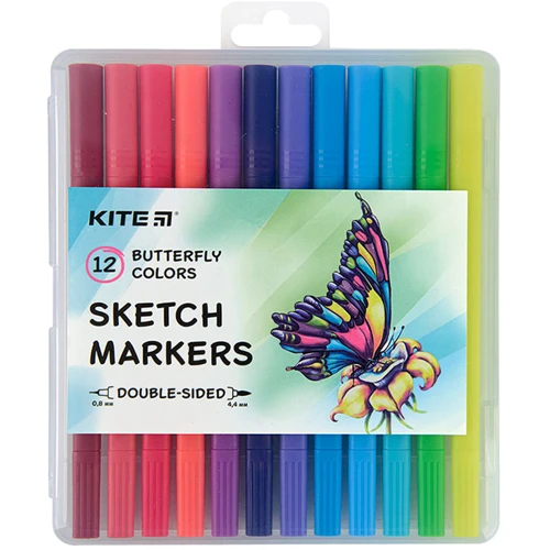 Скетч Маркер двосторонній Kite Butterfly K22-044-2 12 шт. набір