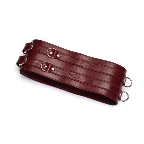 Кожаный пояс для бондажа Liebe Seele Wine Red Waist Cuff L Size