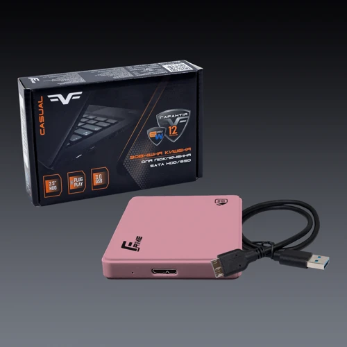 Аксесуар для накопичувача Frime Plastic Pink SATA (FHE12.25U30): Тип аксесуара Внешний карман