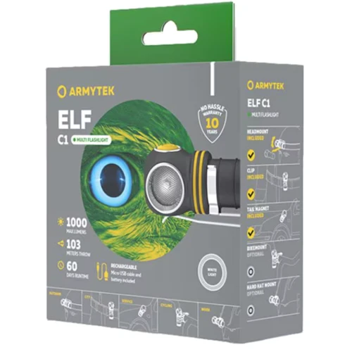 Фонарь туристический Armytek ELF C1 Micro-USB White (F05002C): Светодиоды Samsung LH351D