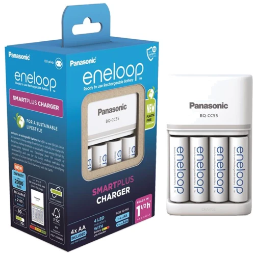 Panasonic Smart&Quick Charger BQ-CC55 + Eneloop 4хAA 2000 mAh (K-KJ55MCD40E)