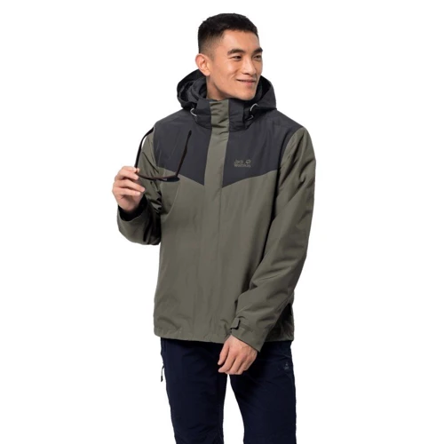 Куртка Jack Wolfskin Arland 3IN1 1110711-5066 52 серая демисезонная с капюшоном: Длина рукава Длинный