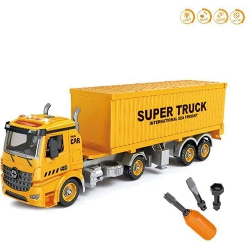 Конструктор на саморезах Heavy Truck контейнеровоз, отвертка, св., зв., 74 дет. (YW9086A): undefined undefined