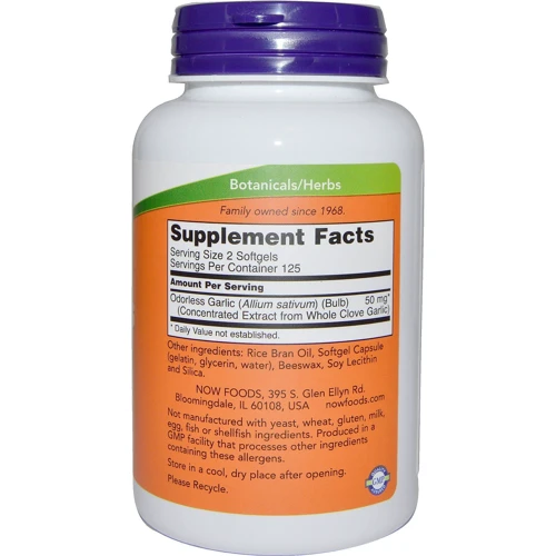 NOW Foods Odorless Garlic 250 caps (Чеснок)