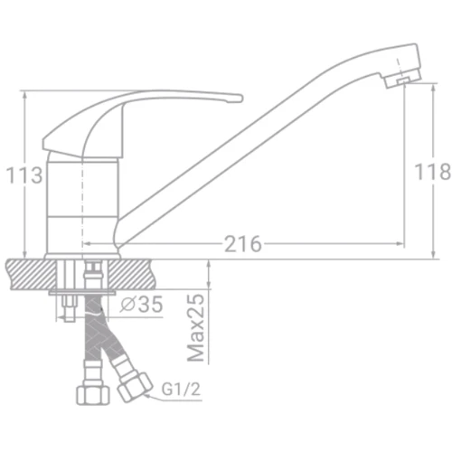 Змішувач для кухонного миття TAU SD-2B243C