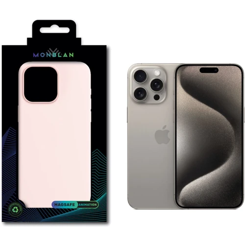 Чехол для iPhone Monblan Silicone Case MagSafe Light Pink for iPhone 15 Pro: Цвет розовый