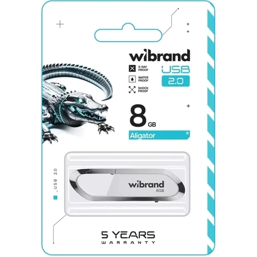 USB-флешка Wibrand 8Gb Aligator USB 2.0 White (WI2.0/AL8U7W): Стандарт USB USB 2.0