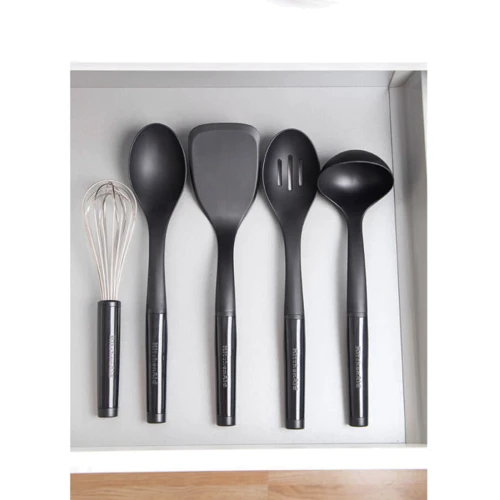 Кухонний набір Набір кухонного приладдя з керамічною підставкою KitchenAid Classic, 6 предметів, чорний/білий (KQG561BXOBE)