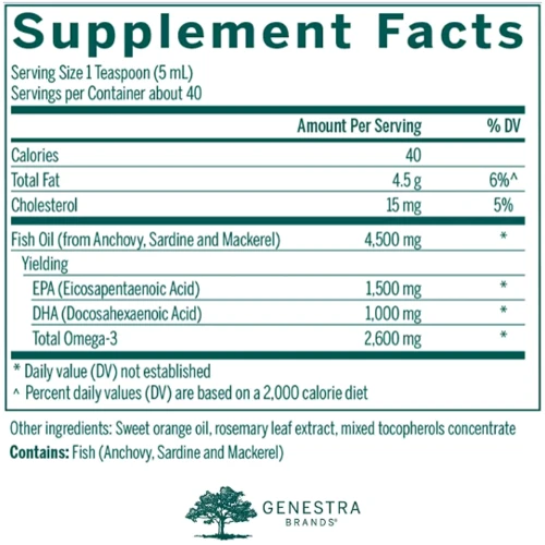 Genestra Brands Super EFA Forte Liquid Рыбий жир апельсиновый вкус 200 мл: Тип Омега 3