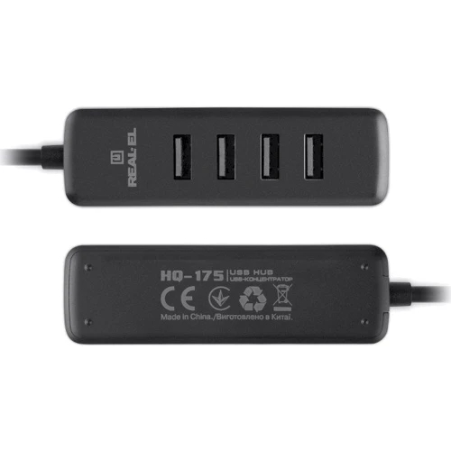 Адаптер REAL-EL Adapter USB to 4xUSB2.0 HQ-175 Black (EL123110008) фото 4