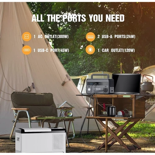 Зарядная станция CTECHi GT300 299Wh 93000mAh 300W Portable Power Station LiFePO4: Разъемы для подзарядки Зарядка от автомобиля, Зарядка от солнечной панели, Зарядка от генератора, Зарядка от сети