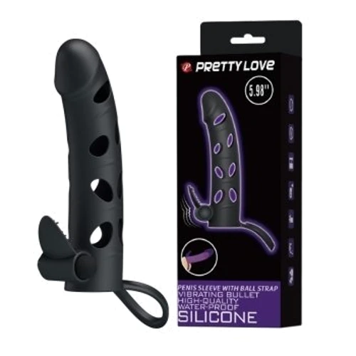 Насадка на член LYBAILE Pretty Love Penis Sleeve With Ball Strap 5.98" Black