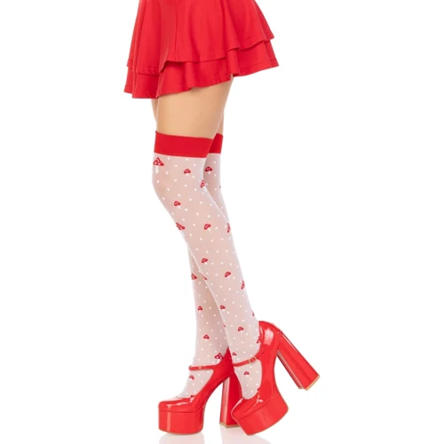 Чулки Leg Avenue Polka Dot Mushroom Thigh Highs One Size