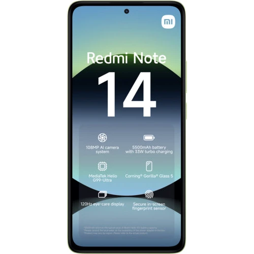 Смартфон Xiaomi Redmi Note 14 8/256GB Lime Green (Global, NFC): Дисплей 6.67" AMOLED (2400x1080) / 394 ppi / Corning Gorilla Glass 5