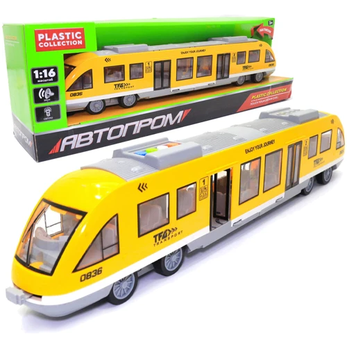 Машинка игрушечная Автопром Электричка 43х6х9 см, желтый (7954AB)