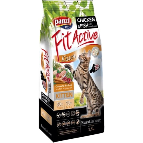 

Сухой корм FitActive Кitten для котят беременных и кормящих кошек с птицей рыбой и клюквой 1.5 кг