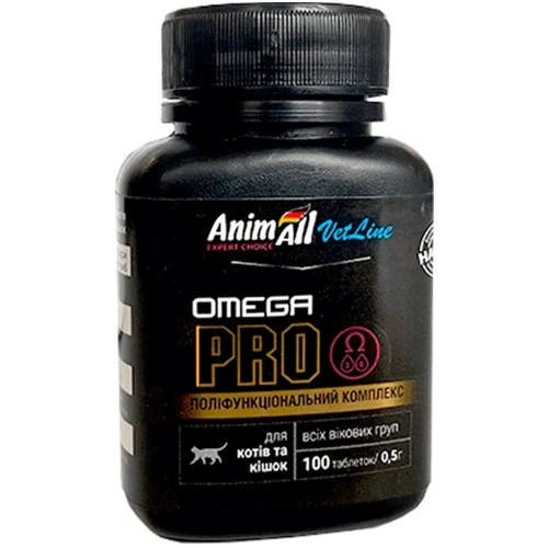 Вітаміни AnimAll VetLine Omega Cat PRO 5553 для котів та котів 100 таблеток по 0.5 г (139894)