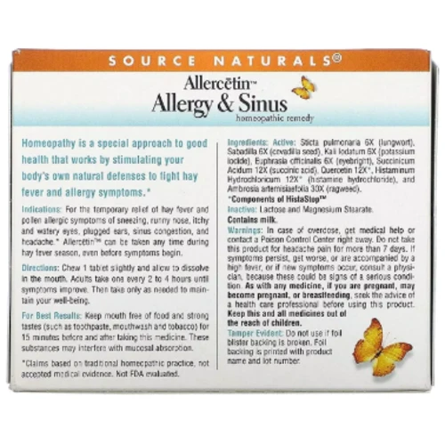 Source Naturals Allercetin Растительный комплекс от аллергии 48 таблеток для рассасывания: Форма выпуска Таблетки