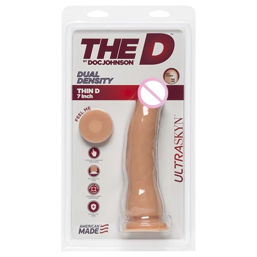 Doc Johnson Thin D 7 Inch Ultraskyn - реалистичный фаллоимитатор на присоске, 17.8x5 см