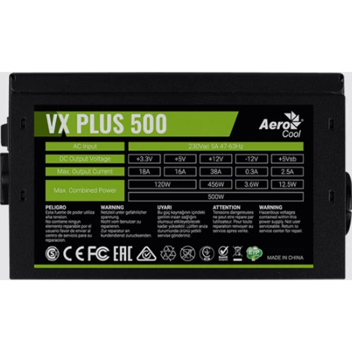 Блок питания Aerocool VX PLUS 500: КПД, % 80