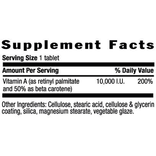 Country Life Dry Vitamin A 10000 IU Вітамін А 100 таблеток: Тип Витамин A
