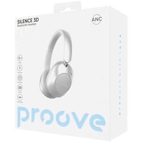 Наушники Proove Silence 3D with ANC Light Gray (HPSL3D010003): Тип конструкции полноразмерные