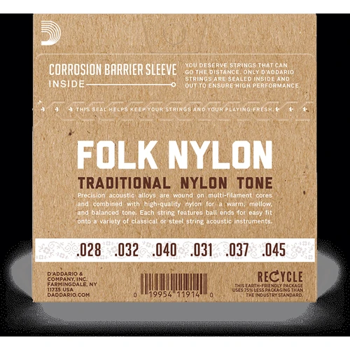 Струна для гитар Комплект струн D'addario EJ32C Folk Nylon Ball End Silver Wound / Clear Treble: Тип Комплект струн