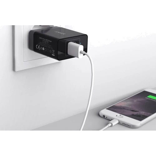 Зарядний пристрій ANKER USB Wall Charger PowerPort2 2xUSB 24W/4.8A V3 Black (A2021L11): Кількість USB-портів 2