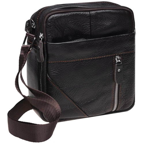 Чоловіча сумка планшет Borsa Leather темно-коричнева (K11027-d.brown): Матеріал Натуральна шкіра