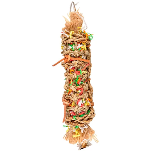 Игрушка с колокольчиком Flamingo Papyr Parakeet Toy Tube для попугаев 7х6.5х34 см