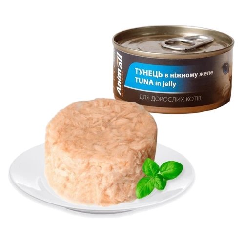 Влажный корм AnimAll для котов с тунцом в нежном желе 85г