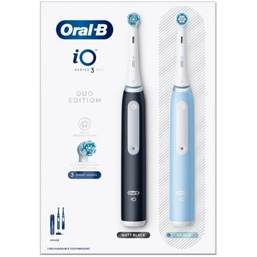 Зубна щітка Braun Oral-B iO Series 3 Duo iOG3.d.2i6.2K Чорна та Блакитна + Футляр фото 7