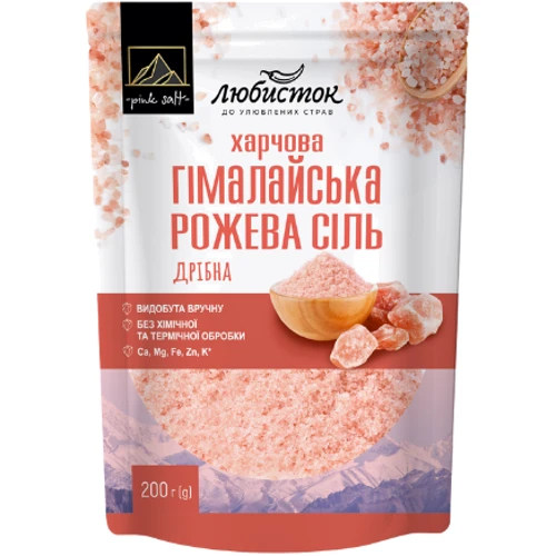Упаковка Гималайская соль розовая Любисток мелкая 4х200 г (УП4820241581634)
