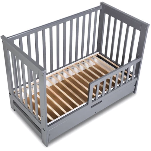 Детская кроватка Klups IWO 120х60 смс ящиком и перегородкой серая
