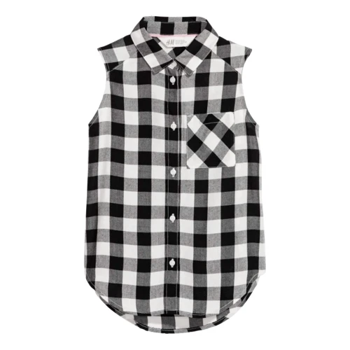 Рубашка H&M 9Z5057186 134 см черно-белая