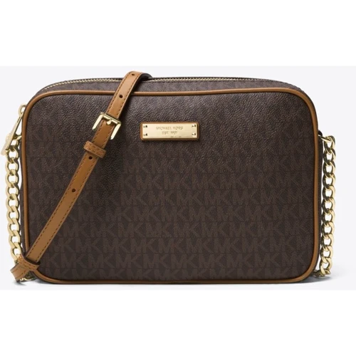 Женская сумка кросс боди Michael Kors Jet Set коричневая (32S7GJSC7B200)