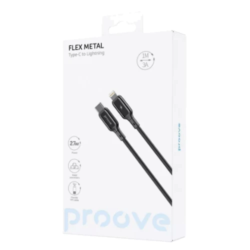 Кабель Proove Cable USB-C to Lightning Flex Metal 27W 1m Black (CCFM27002101): Тип USB-C - Lightning