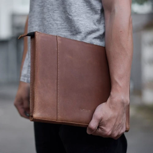 Сумка для ноутбуков INCARNE Handmade New Zipper Cognac for Laptop фото 5