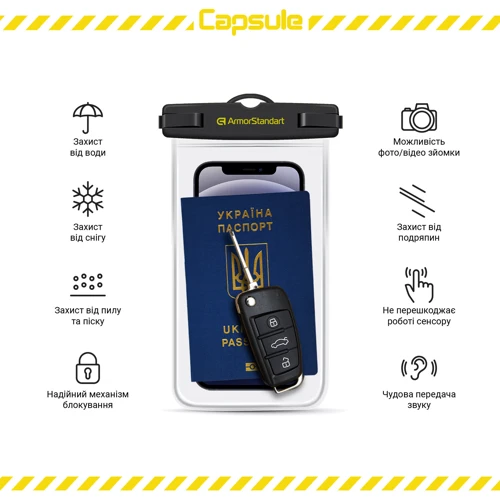 Чехол для iPhone ArmorStandart Capsule Waterproof Case 6.9 Black (ARM59233) universal фото 5