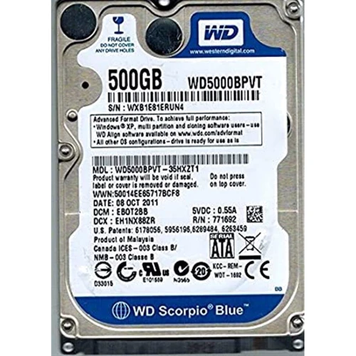 Внутрішній жорсткий диск WD Scorpio Blue WD5000BPVT